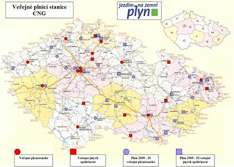 Plnicí stanice mapa