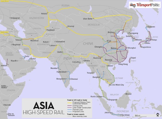 Čína - vysokorychlostní železnice Asie - Evropa