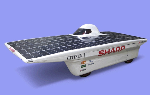 elektromobily - solární automobil - fotovoltaické články Sharp
