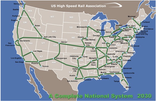 rychlovlaky - vysokorychlostní železnice Spojené státy americké 2030