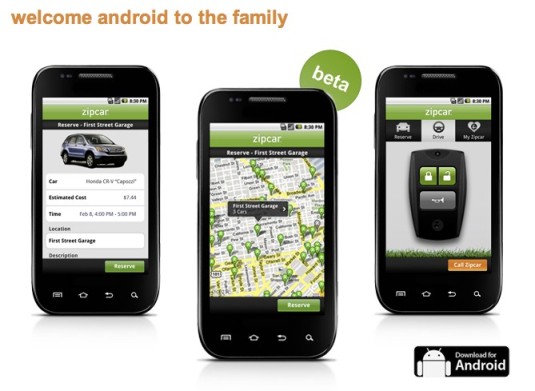 Zipcar aplikace