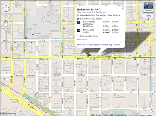 Google Maps městská hromadná doprava