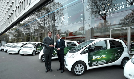 auto elektromobily PSA Peugeot iOn v síti autopůjčoven Europcar