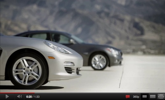 auto hybrid závod hybridů Porsche Panamera S Infiniti M35h video