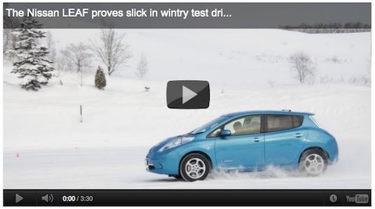 auto elektromobil Nissan Leaf zimní test video