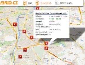 auto elektromobil mapa dobíjecích stanic