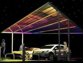 auto elektromobil Pvilion Solar Sail solární dobíjecí stanice