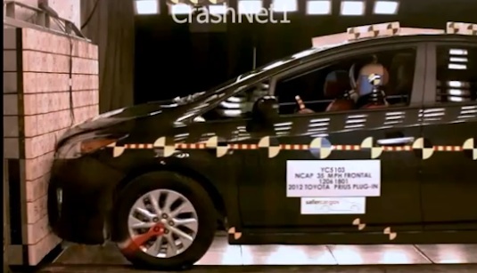 auto hybrid Toyota Prius plug-in hybrid crash test video