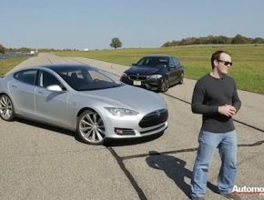auto elektromobil Tesla Model S BMW M5 drag test