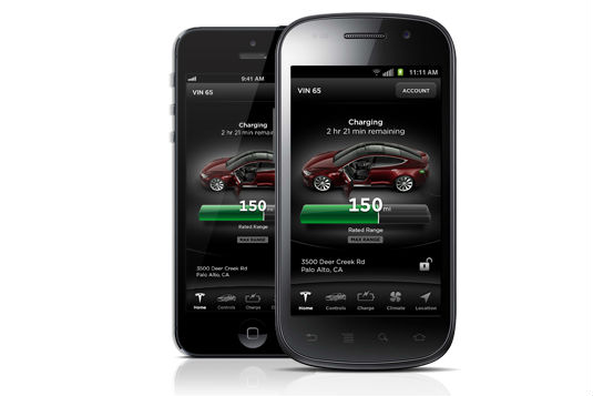 aplikace pro mobilní chytré telefony Tesla Model S