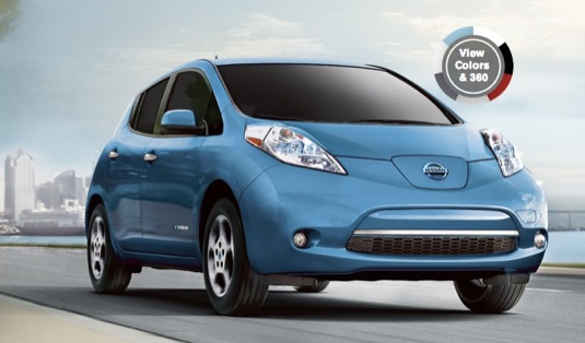 auto elektromobil Nissan Leaf elektrické auto modrá