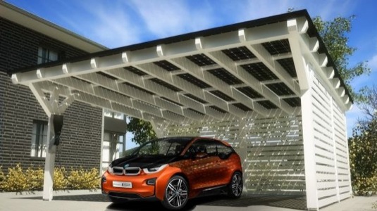 auto elektromobil BMW i3 dobíjení solární dobíjecí stanice