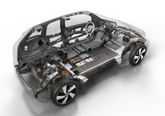 auto elektromobil BMW i3 pohled dovnitř řez