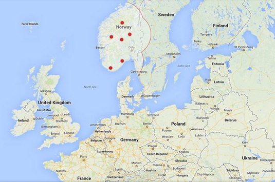 auto mapa Evropa Norsko Tesla Supercharger dobíjecí stanice