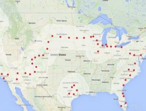 auto Supercharger Tesla Motors mapa síť dobíjecích stanic v USA