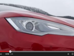 auto elektromobily Tesla Model S Švédsko testování na ledu