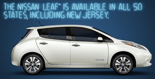 auto elektromobil Nissan Leaf elektrické auto New Jersey