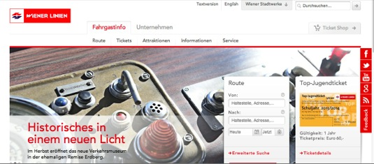 www.wienerlinien.at nový web vídeňského dopravního podniku