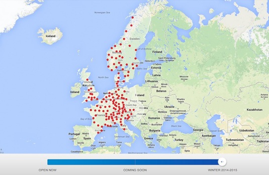 auto Tesla Motors mapa sítě dobíjecích stanic Supercharger Evropa