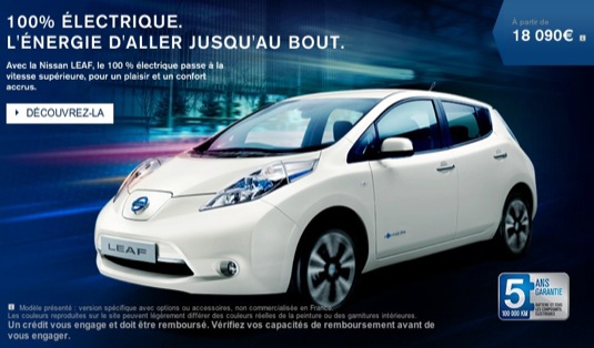 auto Nissan Leaf elektromobil Francie cena prix