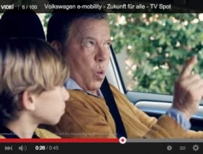 auto William Shatner jako kapitán James T. Kirk Star Trek reklama Volkswagen elektromobily
