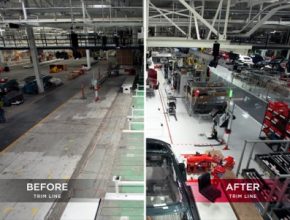 auto továrna Tesla Motors Fremont Kalifornie předtím potom