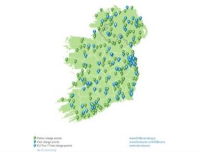 auto Irsko mapa sítě dobíjecích stanic