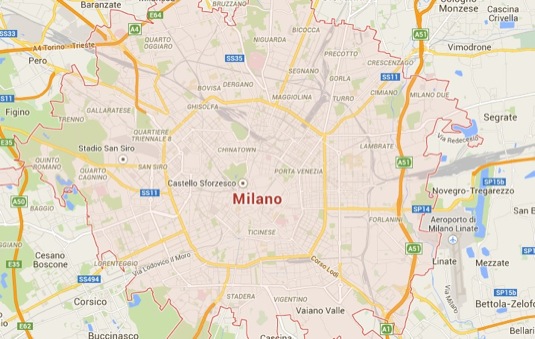 auto Itálie Milano mapa