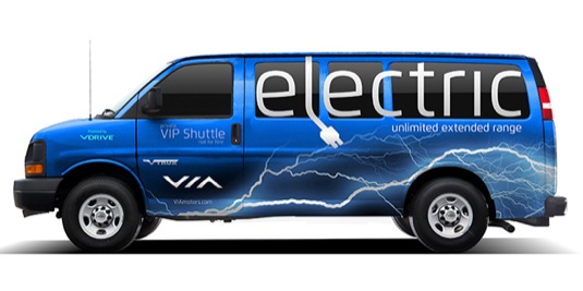 auto VIA Motors elektrická dodávka plug-in hybrid eREV
