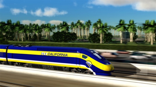 auto vysokorychlostní železnice trať rychlovlaky Kalifornie