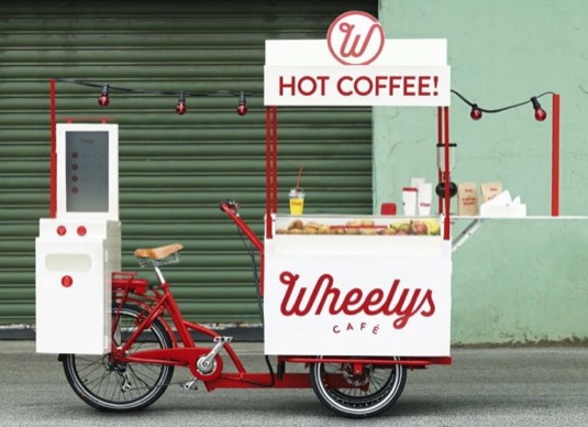 auto Wheelys 2 elektrická tříkolka a pojízdná kavárna