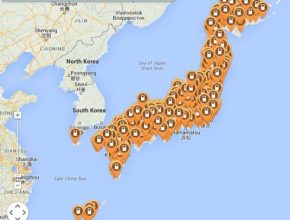 auto Japonsko mapa rychlodobíjecích stanic CHAdeMO