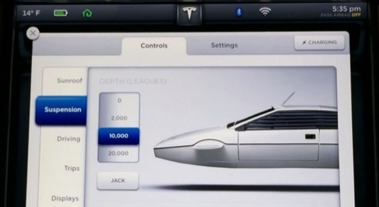 auto elektromobil Tesla Model S easter egg