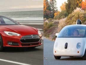 auto elektromobil Tesla Motors vs robotické auto Google