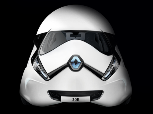 auto elektromobil Renault Zoe v motivu Stormtrooper Hvězdné války Star Wars