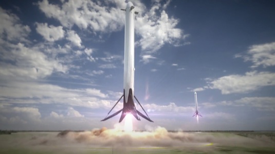 auto SpaceX vesmírné rakety přistávají na zemi