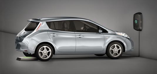 auto bezdrátové nabíjení elektromobilu Nissan Leaf