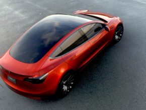 auto elektromobil Tesla Model 3 červená red