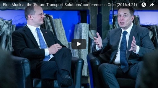 auto Elon Musk Norsko Oslo konference Future Transport Solutions