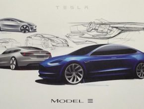 auto nákres elektromobilu Tesla Model 3
