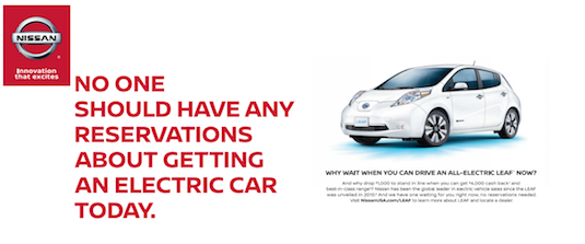 auto Tesla Model 3 reklama Nissan Leaf