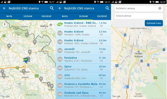 auto CNG stanice v ČR již v několika mobilních aplikacích