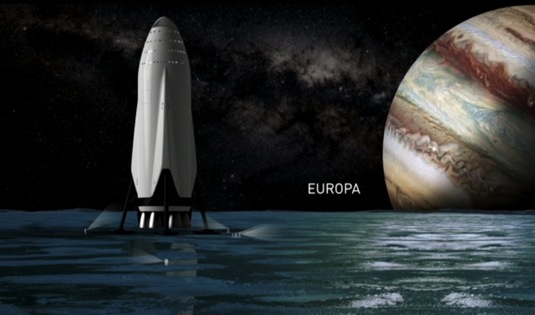 auto Europa Jupiter SpaceX měsíc planeta vesmír