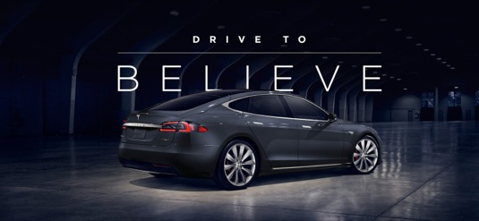 auto elektromobil Tesla Model S Drive to Believe