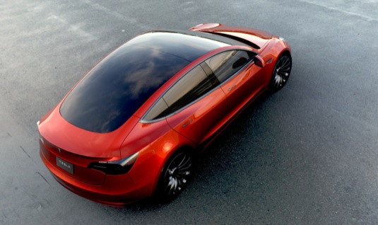 auto elektromobil Tesla Model 3 celoskleněná střecha Tesla Glass