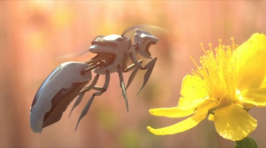 robotická včela dron opylování květin Black Mirror Černé zrcadlo