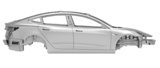 Karoserie elektromobilu Tesla Model 3