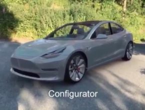 auto elektromobil Tesla Model 3 rozšířená realita mobilní aplikace