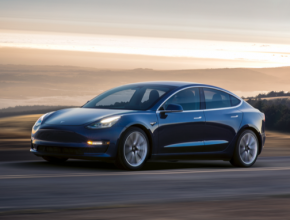 auto elektromobil Tesla Model 3 baterie modrá