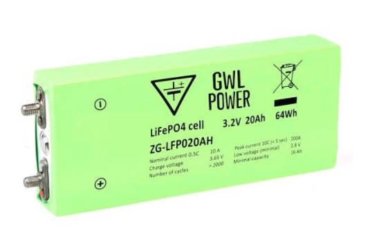 baterie GWL/Power LiFePO4 High Power Cell (3.2V/20Ah) - Alu case, CE